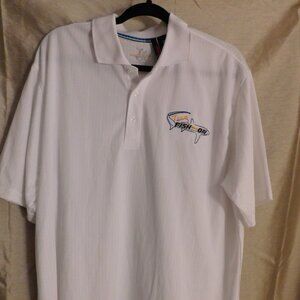 Beverly Hills Polo Club Embroidered White Polo Shirt TEAM FISH ON Men's XL NEW